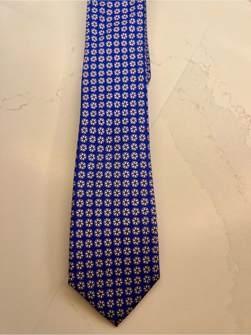 Tommy Hilfiger Royal Blue and White Medallion Silk Tie